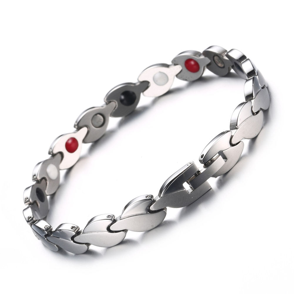 Creative Stainless Steel Fashion Bracelet Magnet Health Care Leaf Shape