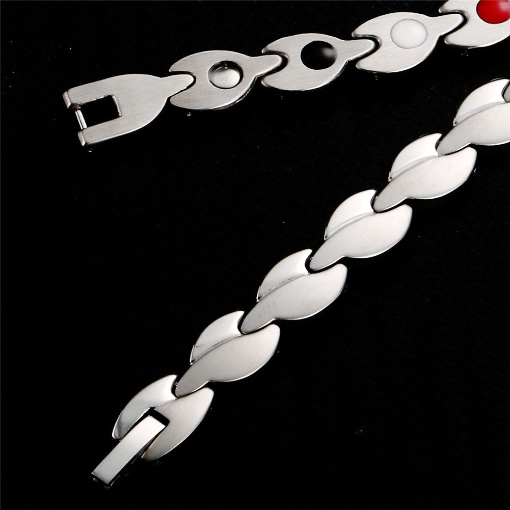 Creative Stainless Steel Fashion Bracelet Magnet Health Care Leaf Shape