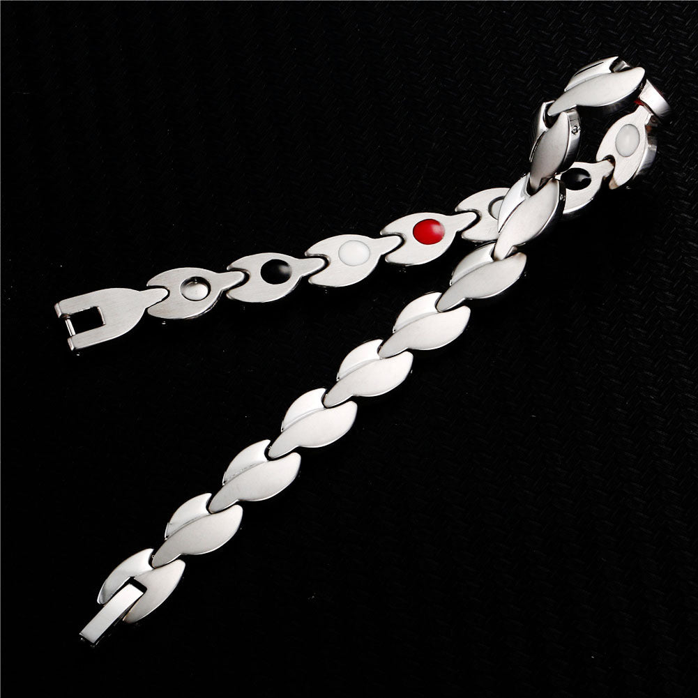 Creative Stainless Steel Fashion Bracelet Magnet Health Care Leaf Shape