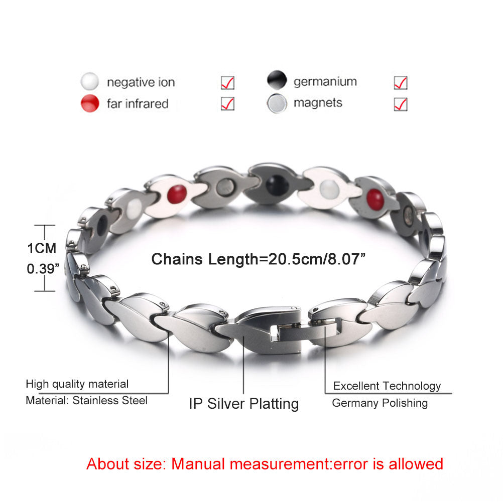 Creative Stainless Steel Fashion Bracelet Magnet Health Care Leaf Shape